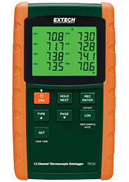 EXTECH TM500: 12-Channel Datalogging Thermometer